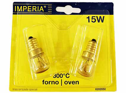 LAMPADA ALOGENA PICCOLA PERA FORNI E14 15W  BL/PZ.2