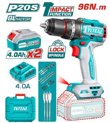 TOTAL TIDLI20968E TRAPANO AVVIT.PERCUSS. 20V 96Nm 2B-4Ah