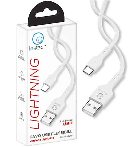 LS-NB10LW CAVO FLESSIBILE 3A M.1,5 USB / LIGHTNING BIA.