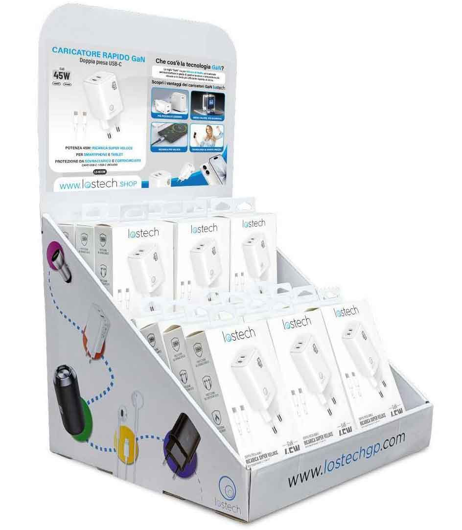LS-ESC06 PZ.12 CARICATORE RAPIDO 45W 2 USB-C CAVO M.1,5 BIANCO