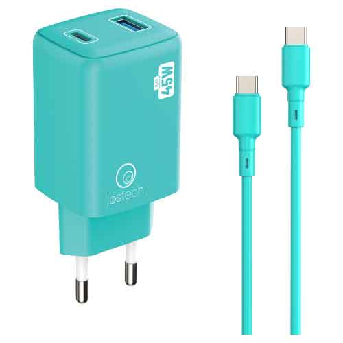 LS-NC13A CARICATORE RAPIDO 45W 2 USB-C CAVO M.1,5 BLU