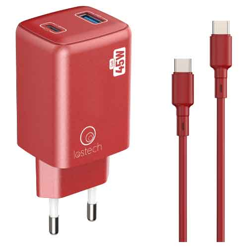 LS-NC13R CARICATORE RAPIDO 45W 2 USB-C CAVO M.1,5 ROSSO