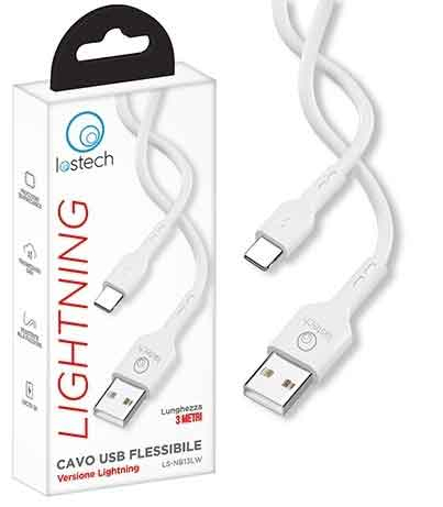 LS-NB13LW CAVO FLESSIBILE 3A M.3 USB / LIGHTNING BIA.