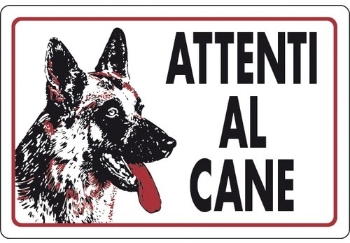 CARTELLI ALLUM. 30X20 ATTENTI AL CANE (LUPO)
