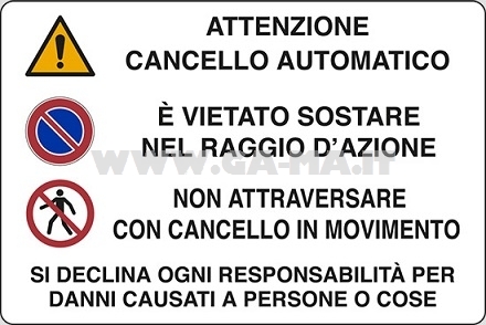 CARTELLI ALLUM. 30X20 ATTENZIONE CANCELLO AUTOM.