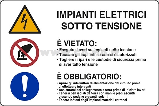 CARTELLI ALLUM. 30X20 IMPIANTI EL.SOTTO TENS.