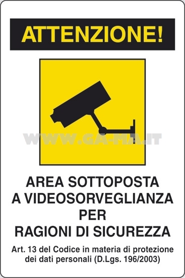 CARTELLI ALLUM. 30X20 AREA SOTT.VIDEOSOR