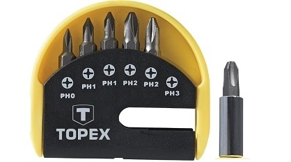 TOPEX 39D350 SET 7 INSERTI PH 0-3 +PORTAINS.