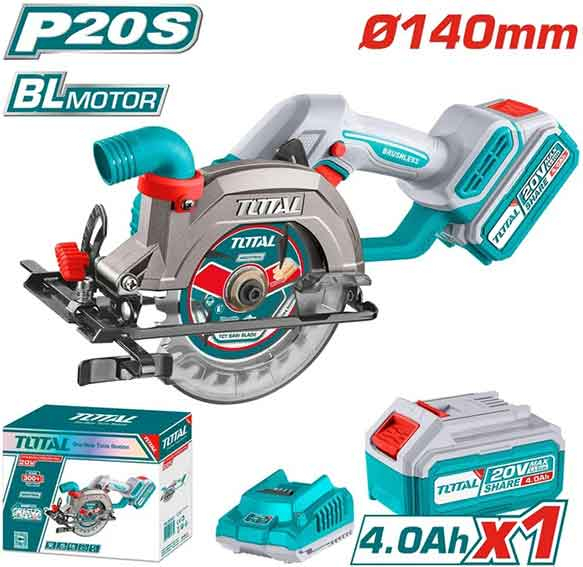 TOTAL SEGA CIRCOL. D.140 20V  BATT.4Ah+CARIC.